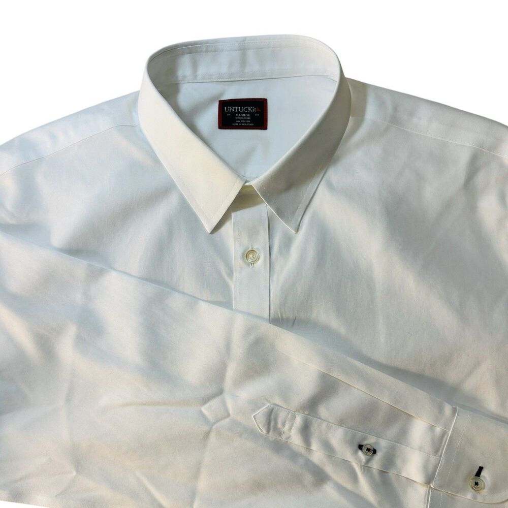 NEW UNTUCKit Las Cases Mens Dress Shirt Size XL Wrinkle Free White 100% Cotton